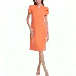 Nanette Lepore NWT Stretch Sheath Orange/Coral Short Sleeve Dress MSRP$128 Sz 12